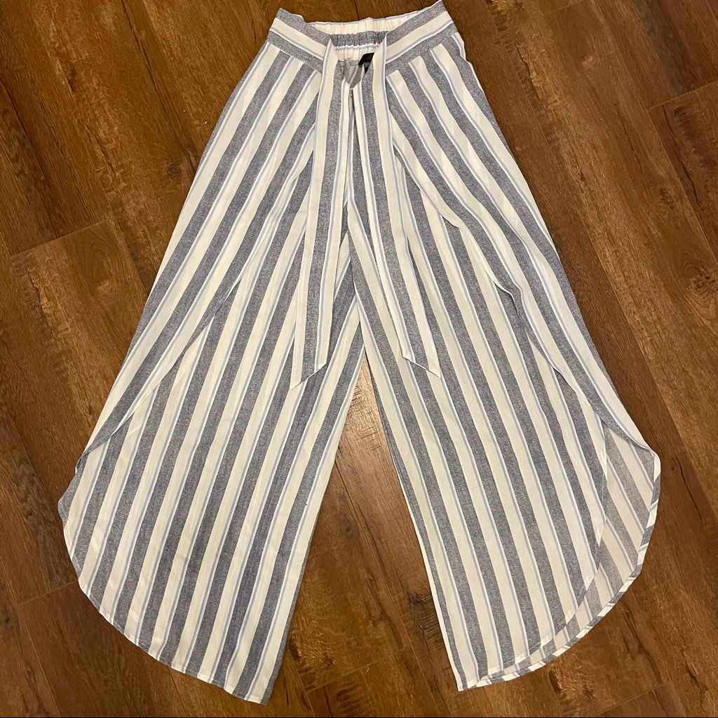 Aqua Flowy And Airy Summer Wide Leg Pants